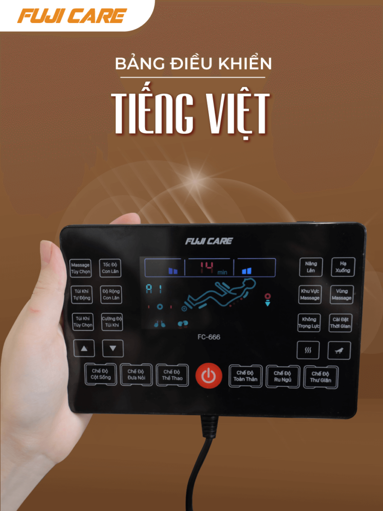 FC - 666 được thiết kế với bảng điều khiển cảm ứng sử dụng hoàn toàn bằng tiếng Việt