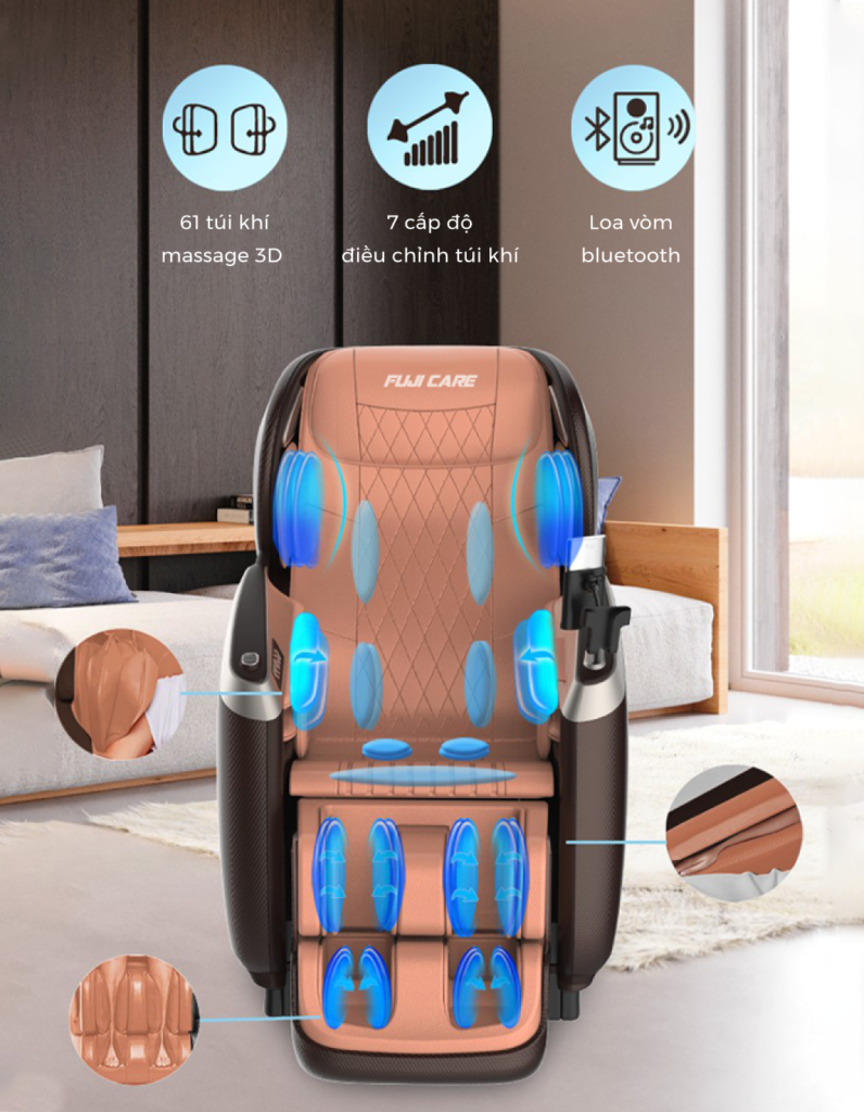 Hệ thống túi khí massage 3D trải đều trên toàn bộ ghế FC 850